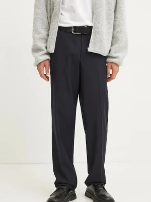 Samsoe Samsoe spodnie wełniane kolor granatowy w fasonie chinos M24400079
