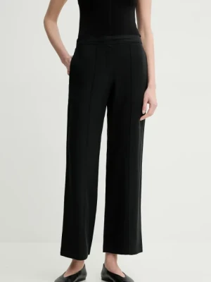 Samsoe Samsoe spodnie z domieszką lnu SAHANI kolor czarny szerokie high waist F25100013