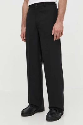 Samsoe Samsoe spodnie z domieszką wełny SACHRISTOPH kolor czarny proste M24100104