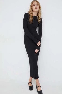 Samsoe Samsoe sukienka SAALEXA kolor czarny maxi dopasowana F10000025
