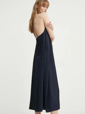 Samsoe Samsoe sukienka kolor granatowy maxi rozkloszowana