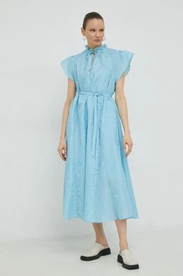 Samsoe Samsoe sukienka kolor niebieski maxi rozkloszowana
