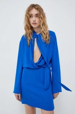 Samsoe Samsoe sukienka SAMAILEY kolor niebieski mini rozkloszowana F23400081