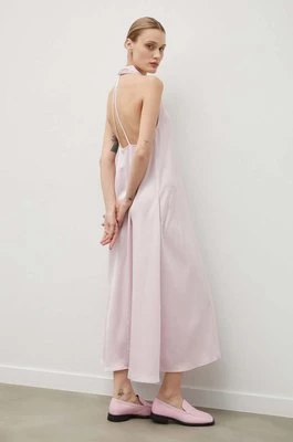 Samsoe Samsoe sukienka SACILLE kolor różowy maxi rozkloszowana F10000036