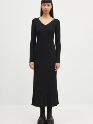 Samsoe Samsoe sukienka Sacheryl V-Neck kolor czarny maxi prosta F25100046