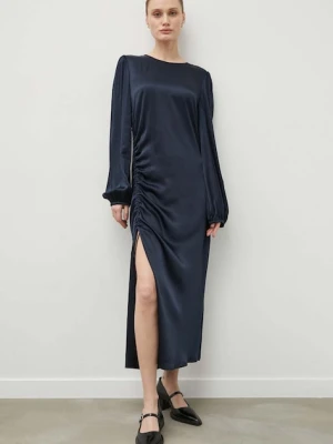 Samsoe Samsoe sukienka SAELVIRA kolor granatowy maxi prosta F24100183