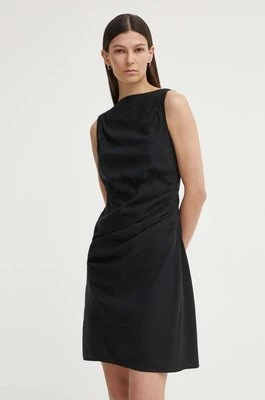 Samsoe Samsoe sukienka z domieszką lnu SAHIRA kolor czarny mini prosta F24200095