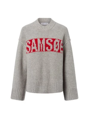 Samsøe Samsøe Sweter damski z zawartością wełny - Sakeiku Kobiety szary marmurkowy,