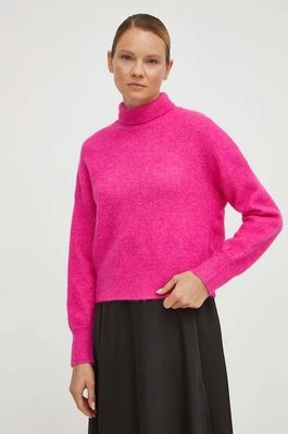 Samsoe Samsoe sweter wełniany NOLA kolor różowy z półgolfem F18322002