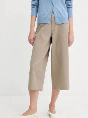 Samsoe Samsoe szorty bawełniane SAHARP damskie kolor beżowy gładkie high waist F25200114