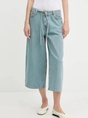 Samsoe Samsoe szorty jeansowe SAHARPER damskie kolor niebieski gładkie high waist F25200011