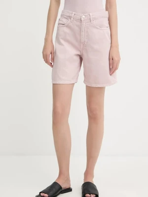 Samsoe Samsoe szorty jeansowe SASHELLY damskie kolor różowy gładkie high waist F25200013