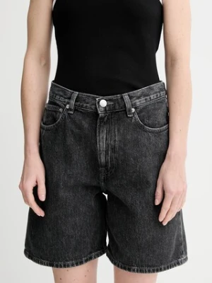 Samsoe Samsoe szorty jeansowe SASHELLY damskie kolor szary gładkie high waist F25100167