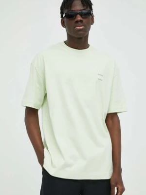 Samsoe Samsoe t-shirt bawełniany JOEL kolor zielony gładki M22300126