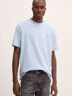 Samsoe Samsoe t-shirt bawełniany JOEL męski kolor niebieski gładki M22300126
