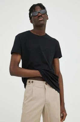 Samsoe Samsoe t-shirt bawełniany KRONOS kolor czarny gładki M00012003