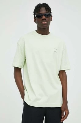Samsoe Samsoe t-shirt bawełniany JOEL kolor zielony gładki M22300126