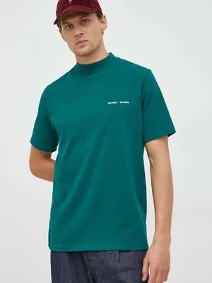 Samsoe Samsoe t-shirt bawełniany Norsbro kolor zielony gładki M20300010