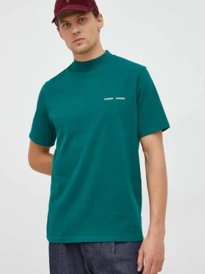 Samsoe Samsoe t-shirt bawełniany Norsbro kolor zielony gładki M20300010