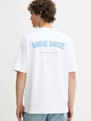 Samsoe Samsoe t-shirt bawełniany SASWIRL męski kolor biały z nadrukiem U25200006