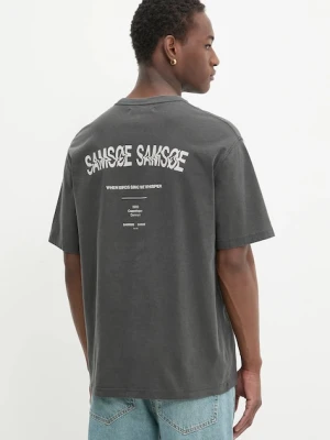 Samsoe Samsoe t-shirt bawełniany SASWIRL męski kolor szary z nadrukiem U25200007
