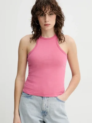 Samsoe Samsoe top bawełniany kolor różowy