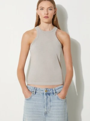 Samsoe Samsoe top bawełniany kolor szary