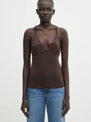 Samsoe Samsoe top SAFAYE damski kolor brązowy F10000008