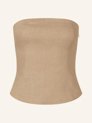 Samsøe Samsøe Top Z Odkrytymi Ramionami Saelynn Z Lnu braun SAMSØE SAMSØE