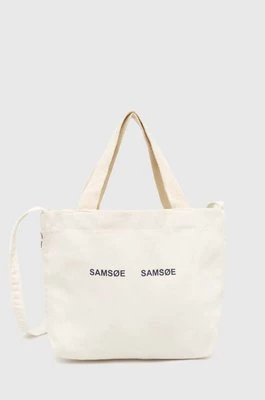 Samsoe Samsoe torebka bawełniana SAFRINKA kolor beżowy F24200050