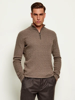 Sand Copenhagen Sweter Ibro | Regular Fit | z dodatkiem wełny i kaszmiru brązowy
