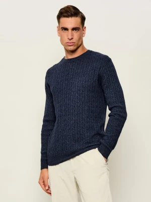 Sand Copenhagen Sweter Iq | Regular Fit | z dodatkiem wełny i kaszmiru granatowy