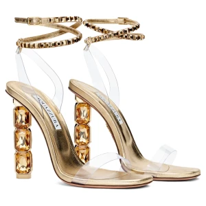 Sandał AQUAZZURA Aura, W delikatnym odcieniu złota Swarovski