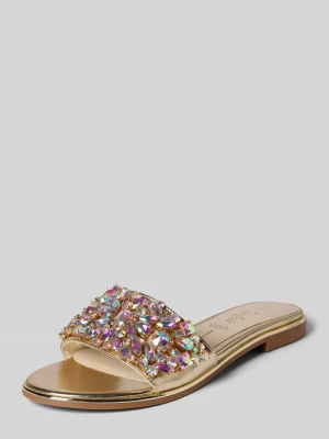 Sandał na obcasie z ozdobnymi kamieniami model 'KIRA SLIDE' Buffalo
