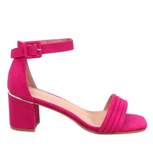 Sandałki damskie na obcasie Rondeu Fuksja różowe Inna marka