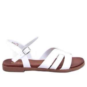 Sandałki damskie płaskie Manzo White białe Inna marka