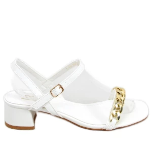 Sandałki na niskim obcasie Daphne White białe Inna marka