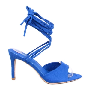Sandałki na szpilce wiązane Gennaro Blue niebieskie Inna marka