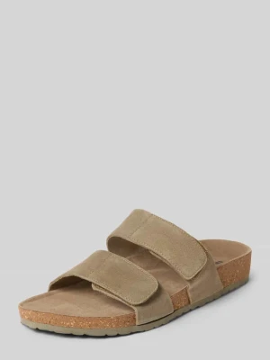 Sandałki ze skóry cielęcej model 'MALTA' Jack&Jones Oliwkowy