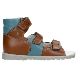 Brązowo niebieskie sandały zabudowane z łączonych skór Bartek 86804-025