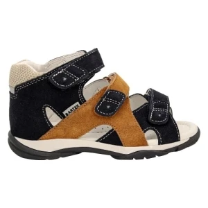 Granatowe sandały chłopięce z brązowa wstawka Bartek 84405-66