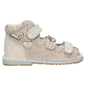 Sandały zabudowane Bartek 85500 64 dla dziewcząt beżowo złote 8550064