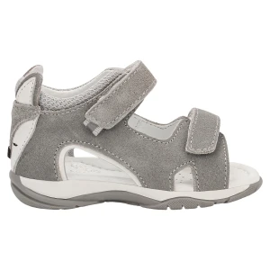 Szare sandały dziecięce z aplikacja wilka na pięcie Bartek 84411-80