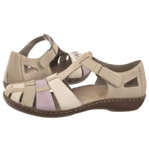 Sandały Beżowe 45869-60 Beige Combination (RI165-a) Rieker