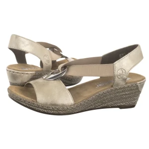 Sandały Beżowe 624H6-60 Beige (RI118-b) Rieker