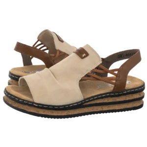 Sandały Beżowe 62962-60 Beige (RI257-b) Rieker