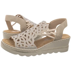 Sandały Beżowe 67465-62 Beige (RI377-a) Rieker