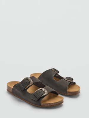 Skórzane sandały ze sprzączkami szary - Dziewczyna - - MANGO TEEN