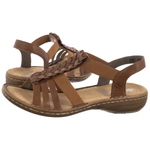 Sandały Brązowe 60809-24 Brown (RI262-a) Rieker