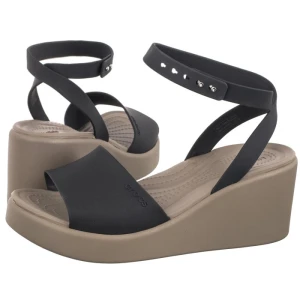 Sandały Brooklyn Ankle Strap Wedge Black/Mushroom 209406-07H (CR303-a) Crocs